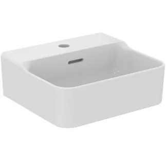IDEAL STANDARD CONCA - Handwaschbecken 400x350x165 mm in weiß, 1 Hahnloch, mit Überlauf - Platzsparender Waschtisch, IdealPlus #T3876MA - Weiß (Alpin) mit Ideal Plus