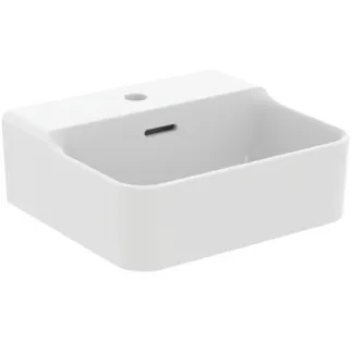 IDEAL STANDARD CONCA - Handwaschbecken 400x350x165 mm in weiß seidenmatt, 1 Hahnloch, mit Überlauf - Platzsparender Waschtisch #T3876V1 - Seidenweiß