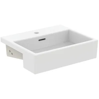 IDEAL STANDARD EXTRA - Halbeinbauwaschtisch 500x420x145 mm in weiß seidenmatt, 1 Hahnloch, mit Überlauf #T3735V1 - Seidenweiß