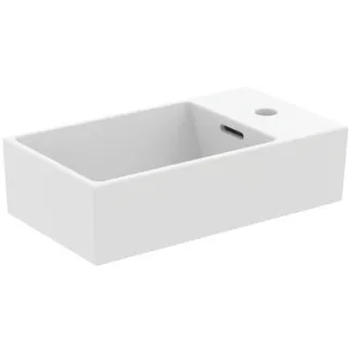 IDEAL STANDARD EXTRA - Handwaschbecken 450x250x150 mm in weiß seidenmatt, 1 Hahnloch, mit Überlauf - Platzsparender Waschtisch #T3734V1 - Seidenweiß