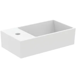 IDEAL STANDARD EXTRA - Handwaschbecken 450x250x150 mm in weiß seidenmatt, 1 Hahnloch, mit Überlauf - Platzsparender Waschtisch #T3733V1 - Seidenweiß