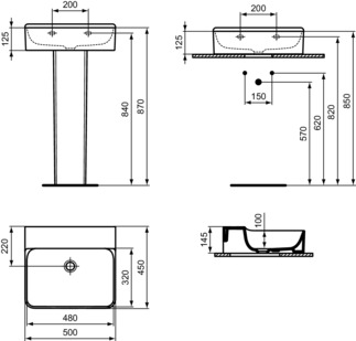 IDEAL STANDARD CONCA - Waschtisch 500x450x145 mm in weiß, ohne Hahnloch, ohne Überlauf - IdealPlus #T3817MA - Weiß (Alpin) mit Ideal Plus, Bild 5