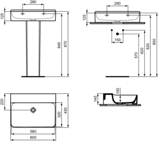 IDEAL STANDARD CONCA - Waschtisch 600x450x145 mm in weiß, ohne Hahnloch, ohne Überlauf - IdealPlus #T3825MA - Weiß (Alpin) mit Ideal Plus, Bild 5