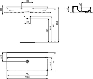 IDEAL STANDARD CONCA - Waschtisch 1000x450x145 mm in weiß, ohne Hahnloch, ohne Überlauf - IdealPlus #T3802MA - Weiß (Alpin) mit Ideal Plus, Bild 5