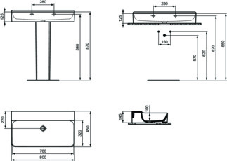 IDEAL STANDARD CONCA - Waschtisch 800x450x145 mm in weiß, ohne Hahnloch, ohne Überlauf - IdealPlus #T3797MA - Weiß (Alpin) mit Ideal Plus, Bild 5
