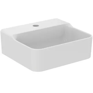 IDEAL STANDARD CONCA - Handwaschbecken 400x350x165 mm in weiß, 1 Hahnloch, ohne Überlauf - Platzsparender Waschtisch, IdealPlus #T3878MA - Weiß (Alpin) mit Ideal Plus