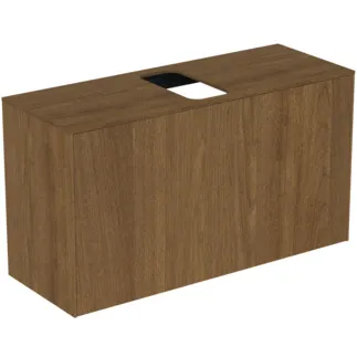 IDEAL STANDARD CONCA - Waschtisch-Unterschrank 1002x373x550 mm in walnuss dunkel dekor, 2 Schubladen - Grifflos, Vollauszug, Push-to-open, SoftClosing, Vormontiert, Nachhaltig gewonnenes Holz, Echtholzfurnier #T3936Y5 - Walnuss dunkel