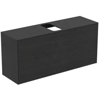 IDEAL STANDARD CONCA - Waschtisch-Unterschrank 1202x373x550 mm in eiche geflammt furnier, 2 Schubladen - Grifflos, Vollauszug, Push-to-open, SoftClosing, Vormontiert, Nachhaltig gewonnenes Holz, Echtholzfurnier #T3937Y4 - Eiche geflammt