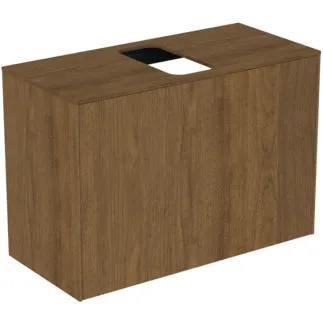 IDEAL STANDARD CONCA - Waschtisch-Unterschrank 802x373x550 mm in walnuss dunkel dekor, 2 Schubladen - Grifflos, Vollauszug, Push-to-open, SoftClosing, Vormontiert, Nachhaltig gewonnenes Holz, Echtholzfurnier #T3935Y5 - Walnuss dunkel