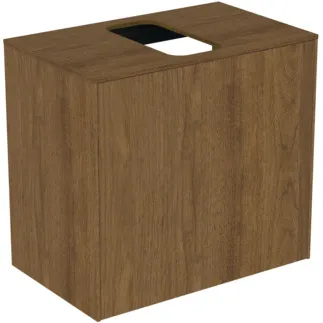 IDEAL STANDARD CONCA - Waschtisch-Unterschrank 602x373x550 mm in walnuss dunkel dekor, 2 Schubladen - Grifflos, Vollauszug, Push-to-open, SoftClosing, Platzsparend, Vormontiert, Nachhaltig gewonnenes Holz, Echtholzfurnier #T3934Y5 - Walnuss dunkel