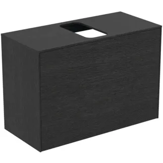 IDEAL STANDARD CONCA - Waschtisch-Unterschrank 802x373x550 mm in eiche geflammt furnier, 2 Schubladen - Grifflos, Vollauszug, Push-to-open, SoftClosing, Vormontiert, Nachhaltig gewonnenes Holz, Echtholzfurnier #T3935Y4 - Eiche geflammt
