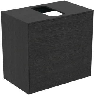 IDEAL STANDARD CONCA - Waschtisch-Unterschrank 602x373x550 mm in eiche geflammt furnier, 2 Schubladen - Grifflos, Vollauszug, Push-to-open, SoftClosing, Platzsparend, Vormontiert, Nachhaltig gewonnenes Holz, Echtholzfurnier #T3934Y4 - Eiche geflammt