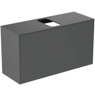 IDEAL STANDARD CONCA - Waschtisch-Unterschrank 1002x373x550 mm in anthrazit matt lackiert, 2 Schubladen - Grifflos, Vollauszug, Push-to-open, SoftClosing, Vormontiert, Nachhaltig gewonnenes Holz #T3936Y2 - Anthrazit matt