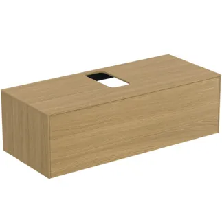 IDEAL STANDARD CONCA - Waschtisch-Unterschrank 1202x505x370 mm in eiche hell furnier, 1 Schublade - Grifflos, Vollauszug, Push-to-open, SoftClosing, Vormontiert, Nachhaltig gewonnenes Holz, Echtholzfurnier #T3931Y6 - Eiche hell