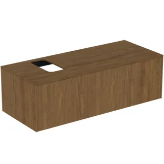 IDEAL STANDARD CONCA - Waschtisch-Unterschrank 1202x505x370 mm in walnuss dunkel dekor, 1 Schublade - Grifflos, Vollauszug, Push-to-open, SoftClosing, Vormontiert, Nachhaltig gewonnenes Holz, Echtholzfurnier #T3932Y5 - Walnuss dunkel