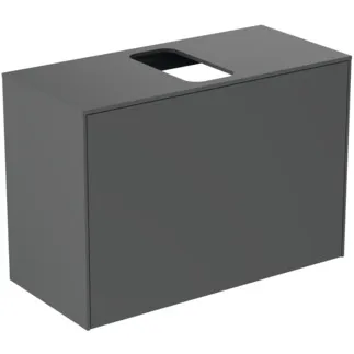 IDEAL STANDARD CONCA - Waschtisch-Unterschrank 802x373x550 mm in anthrazit matt lackiert, 2 Schubladen - Grifflos, Vollauszug, Push-to-open, SoftClosing, Vormontiert, Nachhaltig gewonnenes Holz #T3935Y2 - Anthrazit matt