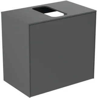 IDEAL STANDARD CONCA - Waschtisch-Unterschrank 602x373x550 mm in anthrazit matt lackiert, 2 Schubladen - Grifflos, Vollauszug, Push-to-open, SoftClosing, Platzsparend, Vormontiert, Nachhaltig gewonnenes Holz #T3934Y2 - Anthrazit matt