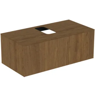 IDEAL STANDARD CONCA - Waschtisch-Unterschrank 1002x505x370 mm in walnuss dunkel dekor, 1 Schublade - Grifflos, Vollauszug, Push-to-open, SoftClosing, Vormontiert, Nachhaltig gewonnenes Holz, Echtholzfurnier #T3930Y5 - Walnuss dunkel