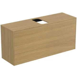 IDEAL STANDARD CONCA - Waschtisch-Unterschrank 1202x373x550 mm in eiche hell furnier, 2 Schubladen - Grifflos, Vollauszug, Push-to-open, SoftClosing, Vormontiert, Nachhaltig gewonnenes Holz, Echtholzfurnier #T3937Y6 - Eiche hell