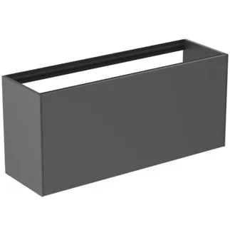 IDEAL STANDARD CONCA - Waschtisch-Unterschrank 1200x373x540 mm in anthrazit matt lackiert, 2 Schubladen - Grifflos, Vollauszug, Push-to-open, SoftClosing, Vormontiert, Nachhaltig gewonnenes Holz #T3939Y2 - Anthrazit matt