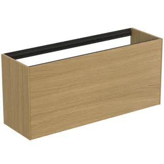 IDEAL STANDARD CONCA - Waschtisch-Unterschrank 1200x373x540 mm in eiche hell furnier, 2 Schubladen - Grifflos, Vollauszug, Push-to-open, SoftClosing, Vormontiert, Nachhaltig gewonnenes Holz, Echtholzfurnier #T3939Y6 - Eiche hell