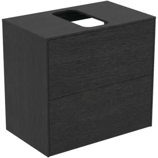 IDEAL STANDARD CONCA - Waschtisch-Unterschrank 602x373x550 mm in eiche geflammt furnier, 2 Schubladen - Grifflos, Vollauszug, Push-to-open, SoftClosing, Platzsparend, Vormontiert, Nachhaltig gewonnenes Holz, Echtholzfurnier #T3946Y4 - Eiche geflammt