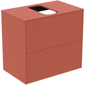 IDEAL STANDARD CONCA - Waschtisch-Unterschrank 602x373x550 mm in sunset matt lackiert, 2 Schubladen - Grifflos, Vollauszug, Push-to-open, SoftClosing, Platzsparend, Vormontiert, Nachhaltig gewonnenes Holz #T3946Y3 - Sunset matt