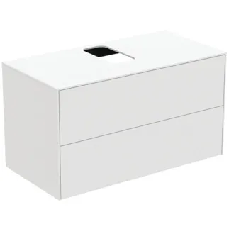 IDEAL STANDARD CONCA - Waschtisch-Unterschrank 1002x505x550 mm in weiß matt lackiert, 2 Schubladen - Grifflos, Vollauszug, Push-to-open, SoftClosing, Vormontiert, Nachhaltig gewonnenes Holz #T3942Y1 - Weiß matt