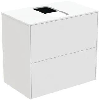 IDEAL STANDARD CONCA - Waschtisch-Unterschrank 602x373x550 mm in weiß matt lackiert, 2 Schubladen - Grifflos, Vollauszug, Push-to-open, SoftClosing, Platzsparend, Vormontiert, Nachhaltig gewonnenes Holz #T3946Y1 - Weiß matt