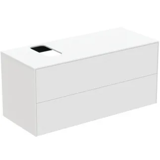 IDEAL STANDARD CONCA - Waschtisch-Unterschrank 1202x505x550 mm in weiß matt lackiert, 2 Schubladen - Grifflos, Vollauszug, Push-to-open, SoftClosing, Vormontiert, Nachhaltig gewonnenes Holz #T3944Y1 - Weiß matt