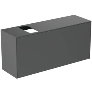 IDEAL STANDARD CONCA - Waschtisch-Unterschrank 1202x373x550 mm in anthrazit matt lackiert, 2 Schubladen - Grifflos, Vollauszug, Push-to-open, SoftClosing, Vormontiert, Nachhaltig gewonnenes Holz #T3938Y2 - Anthrazit matt