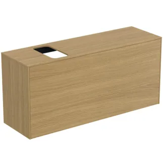 IDEAL STANDARD CONCA - Waschtisch-Unterschrank 1202x373x550 mm in eiche hell furnier, 2 Schubladen - Grifflos, Vollauszug, Push-to-open, SoftClosing, Vormontiert, Nachhaltig gewonnenes Holz, Echtholzfurnier #T3938Y6 - Eiche hell