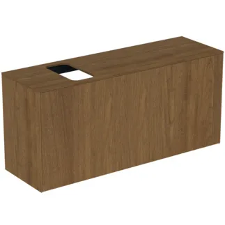IDEAL STANDARD CONCA - Waschtisch-Unterschrank 1202x373x550 mm in walnuss dunkel dekor, 2 Schubladen - Grifflos, Vollauszug, Push-to-open, SoftClosing, Vormontiert, Nachhaltig gewonnenes Holz, Echtholzfurnier #T3938Y5 - Walnuss dunkel