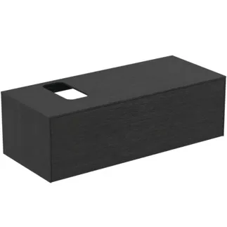 IDEAL STANDARD CONCA - Waschtisch-Unterschrank 1202x505x370 mm in eiche geflammt furnier, 1 Schublade - Grifflos, Vollauszug, Push-to-open, SoftClosing, Vormontiert, Nachhaltig gewonnenes Holz, Echtholzfurnier #T3932Y4 - Eiche geflammt