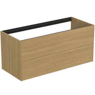 IDEAL STANDARD CONCA - Waschtisch-Unterschrank 1200x505x540 mm in eiche hell furnier, 2 Schubladen - Grifflos, Vollauszug, Push-to-open, SoftClosing, Vormontiert, Nachhaltig gewonnenes Holz, Echtholzfurnier #T3945Y6 - Eiche hell