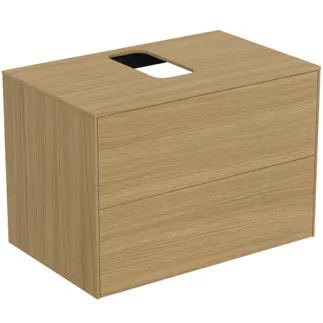 IDEAL STANDARD CONCA - Waschtisch-Unterschrank 802x505x550 mm in eiche hell furnier, 2 Schubladen - Grifflos, Vollauszug, Push-to-open, SoftClosing, Vormontiert, Nachhaltig gewonnenes Holz, Echtholzfurnier #T3941Y6 - Eiche hell