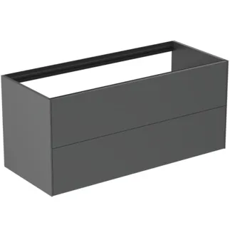 IDEAL STANDARD CONCA - Waschtisch-Unterschrank 1200x505x540 mm in anthrazit matt lackiert, 2 Schubladen - Grifflos, Vollauszug, Push-to-open, SoftClosing, Vormontiert, Nachhaltig gewonnenes Holz #T3945Y2 - Anthrazit matt
