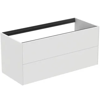 IDEAL STANDARD CONCA - Waschtisch-Unterschrank 1200x505x540 mm in weiß matt lackiert, 2 Schubladen - Grifflos, Vollauszug, Push-to-open, SoftClosing, Vormontiert, Nachhaltig gewonnenes Holz #T3945Y1 - Weiß matt