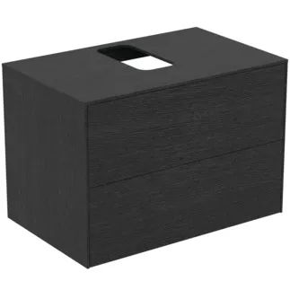IDEAL STANDARD CONCA - Waschtisch-Unterschrank 802x505x550 mm in eiche geflammt furnier, 2 Schubladen - Grifflos, Vollauszug, Push-to-open, SoftClosing, Vormontiert, Nachhaltig gewonnenes Holz, Echtholzfurnier #T3941Y4 - Eiche geflammt