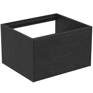 IDEAL STANDARD CONCA - Waschtisch-Unterschrank 600x505x360 mm in eiche geflammt furnier, 1 Schublade - Grifflos, Vollauszug, Push-to-open, SoftClosing, Vormontiert, Nachhaltig gewonnenes Holz, Echtholzfurnier #T3982Y4 - Eiche geflammt