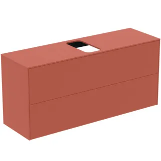 IDEAL STANDARD CONCA - Waschtisch-Unterschrank 1202x373x550 mm in sunset matt lackiert, 2 Schubladen - Grifflos, Vollauszug, Push-to-open, SoftClosing, Vormontiert, Nachhaltig gewonnenes Holz #T3949Y3 - Sunset matt
