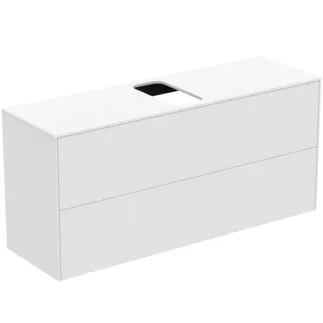 IDEAL STANDARD CONCA - Waschtisch-Unterschrank 1202x373x550 mm in weiß matt lackiert, 2 Schubladen - Grifflos, Vollauszug, Push-to-open, SoftClosing, Vormontiert, Nachhaltig gewonnenes Holz #T3949Y1 - Weiß matt