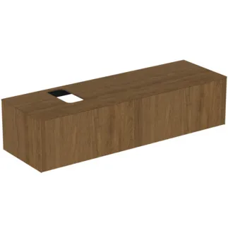 IDEAL STANDARD CONCA - Waschtisch-Unterschrank 1587x505x370 mm in walnuss dunkel dekor, 4 Schubladen - Grifflos, Vollauszug, Push-to-open, SoftClosing, Vormontiert, Nachhaltig gewonnenes Holz, Echtholzfurnier #T3983Y5 - Walnuss dunkel