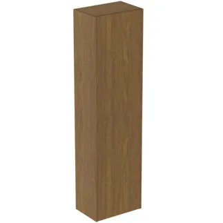 IDEAL STANDARD CONCA - Schrank 370x250x1400 mm in walnuss dunkel dekor, 1 Tür - Grifflos, Push-to-open, Vormontiert, Nachhaltig gewonnenes Holz, Echtholzfurnier #T3956Y5 - Walnuss dunkel
