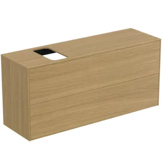 IDEAL STANDARD CONCA - Waschtisch-Unterschrank 1202x373x550 mm in eiche hell furnier, 2 Schubladen - Grifflos, Vollauszug, Push-to-open, SoftClosing, Vormontiert, Nachhaltig gewonnenes Holz, Echtholzfurnier #T3950Y6 - Eiche hell