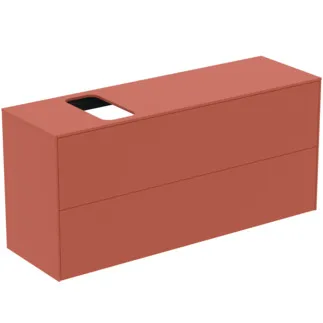 IDEAL STANDARD CONCA - Waschtisch-Unterschrank 1202x373x550 mm in sunset matt lackiert, 2 Schubladen - Grifflos, Vollauszug, Push-to-open, SoftClosing, Vormontiert, Nachhaltig gewonnenes Holz #T3950Y3 - Sunset matt