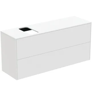 IDEAL STANDARD CONCA - Waschtisch-Unterschrank 1202x373x550 mm in weiß matt lackiert, 2 Schubladen - Grifflos, Vollauszug, Push-to-open, SoftClosing, Vormontiert, Nachhaltig gewonnenes Holz #T3950Y1 - Weiß matt