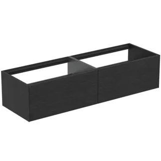 IDEAL STANDARD CONCA - Waschtisch-Unterschrank 1585x505x360 mm in eiche geflammt furnier, 2 Schubladen - Grifflos, Vollauszug, Push-to-open, SoftClosing, Vormontiert, Nachhaltig gewonnenes Holz, Echtholzfurnier #T3984Y4 - Eiche geflammt