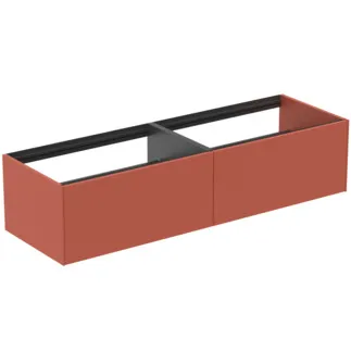 IDEAL STANDARD CONCA - Waschtisch-Unterschrank 1585x505x360 mm in sunset matt lackiert, 2 Schubladen - Grifflos, Vollauszug, Push-to-open, SoftClosing, Vormontiert, Nachhaltig gewonnenes Holz #T3984Y3 - Sunset matt