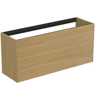 IDEAL STANDARD CONCA - Waschtisch-Unterschrank 1200x373x540 mm in eiche hell furnier, 2 Schubladen - Grifflos, Vollauszug, Push-to-open, SoftClosing, Vormontiert, Nachhaltig gewonnenes Holz, Echtholzfurnier #T3951Y6 - Eiche hell